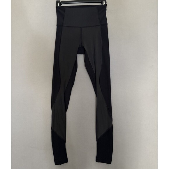 lululemon athletica Pants - Lululemon Wunder Under Leggings 4 Black Women High-Rise Tight 28" Shine Moto